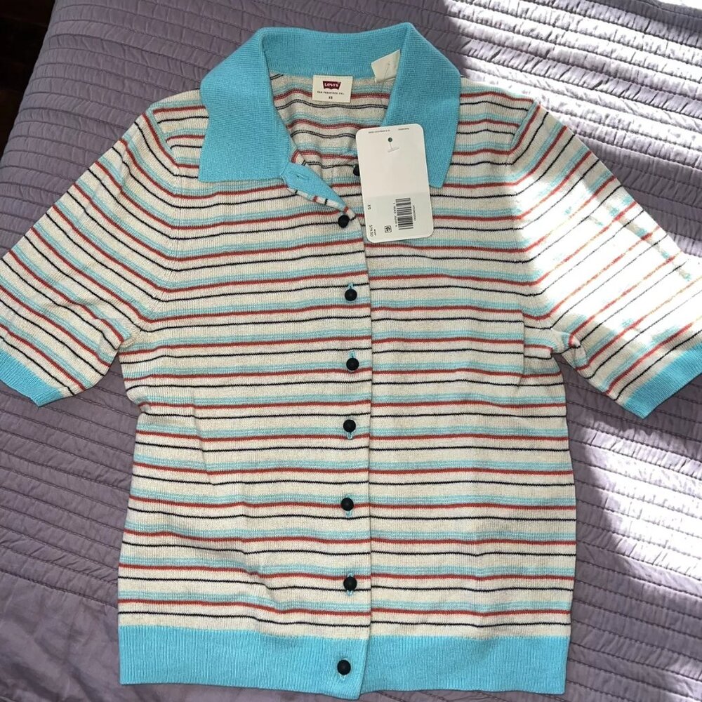 Levi’s New Women Polo Tee Stripped XS